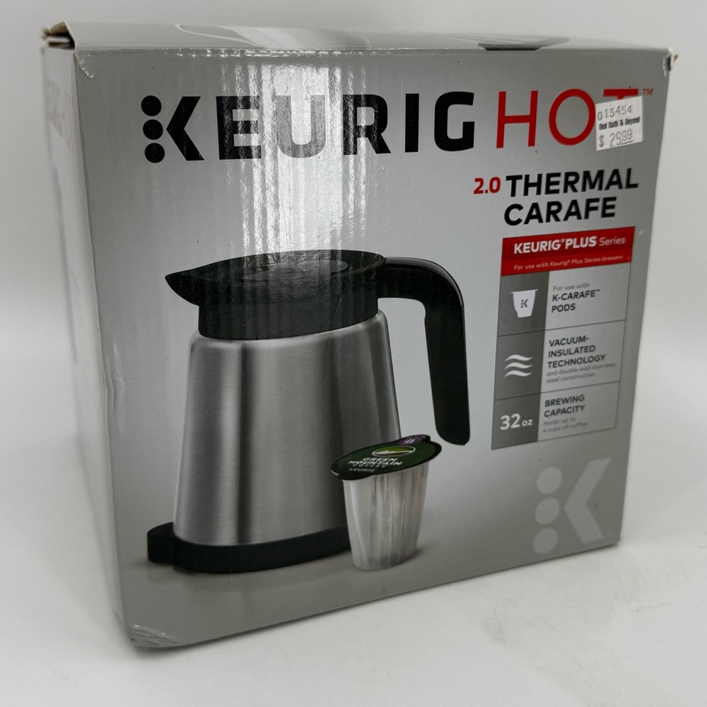 Keurig Hot 2.0 Thermal Carafe 2.0 Series 1 Quart Stainless Double Wall New NIB